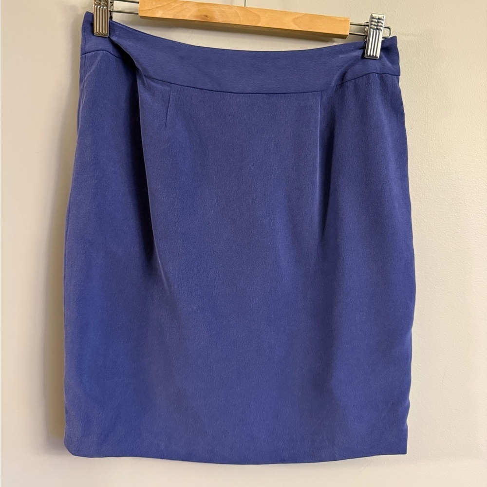 Style & Co Petite 100% Silk Blue Pencil Skirt Size 8P